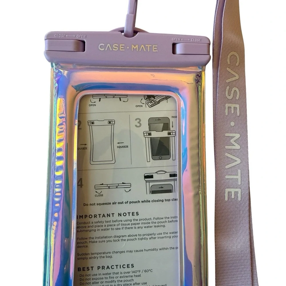 CASE-MATE Soap Bubble Waterproof Floating Phone Pouch Lanyard Iridescent